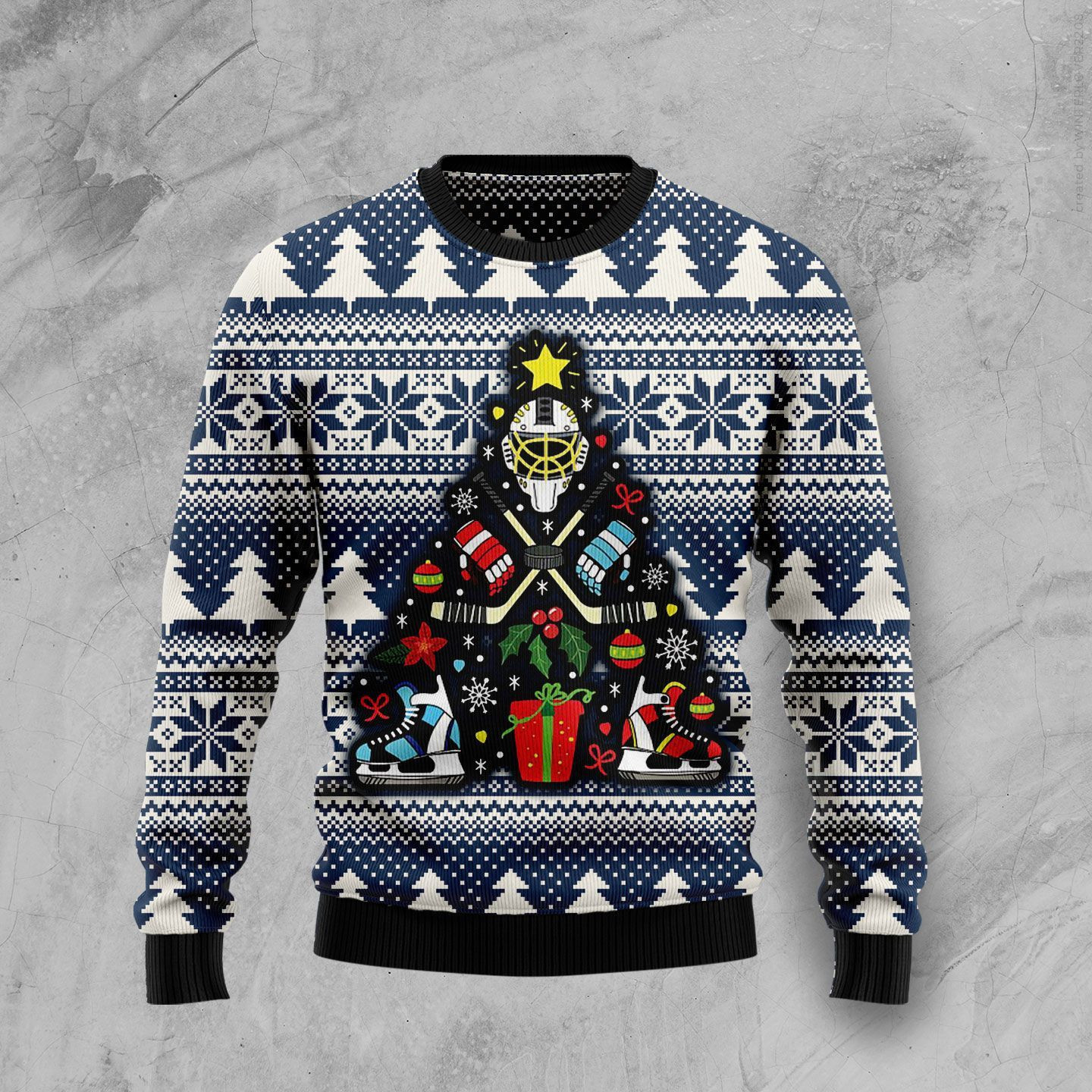 Hockey Ugly Christmas Sweater Adult 3D Funny Matching for family