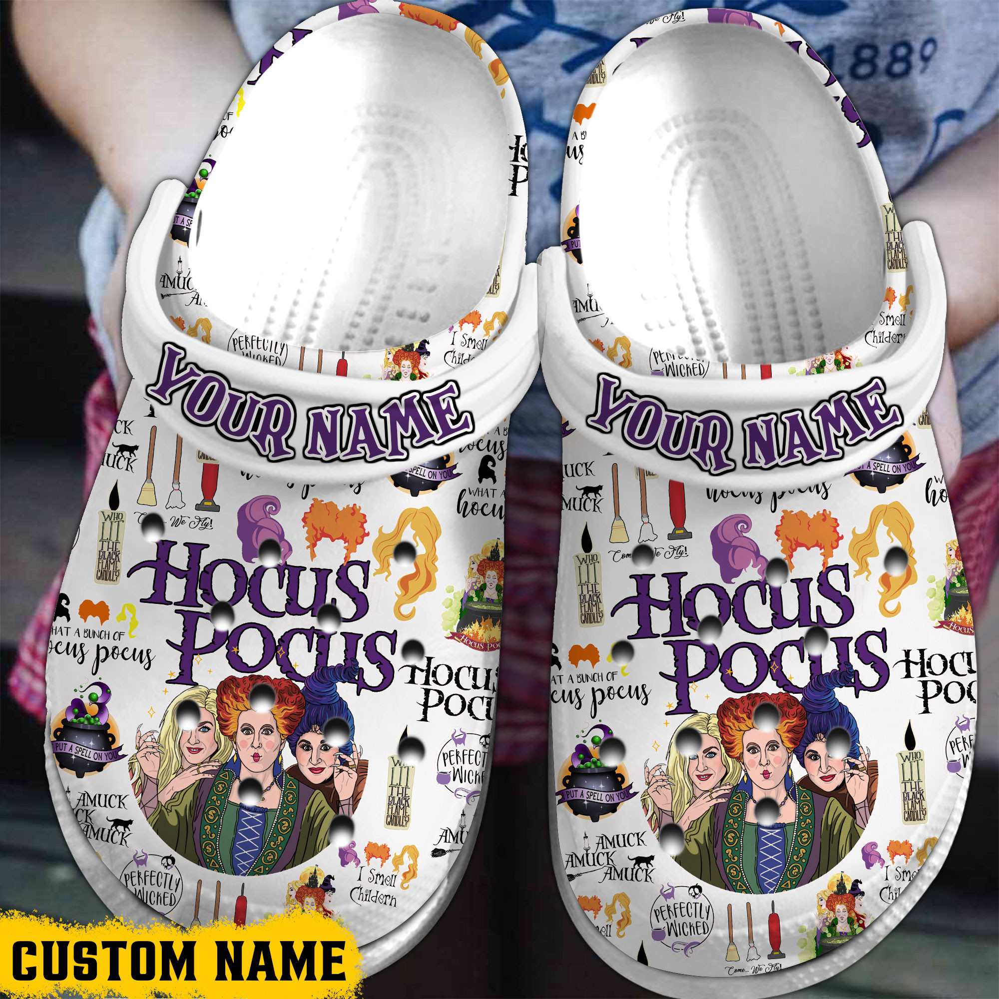 Hocus Pocus Movie Crocs Crocband Clogs Shoes Comfortable For Men Women and Kids