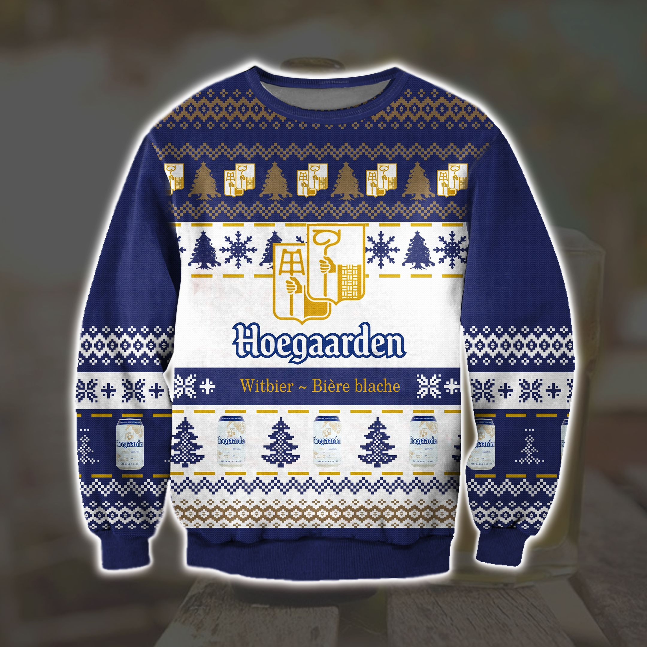 Hoegaarden White Knitting Pattern 3D Print Ugly Christmas Sweater Adult 3D Funny Matching for family