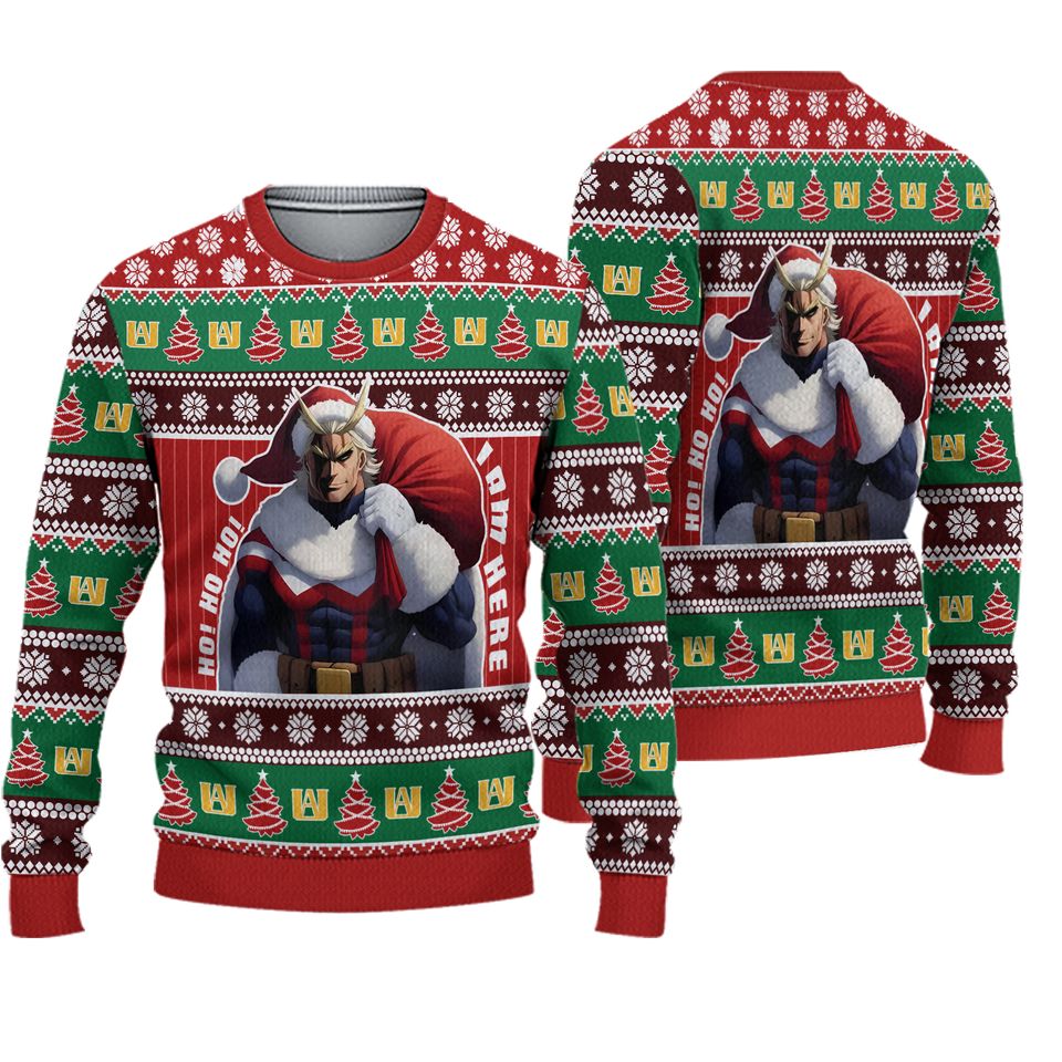 HoHoHo I Am Here Hero Anime Ugly Christmas Sweater