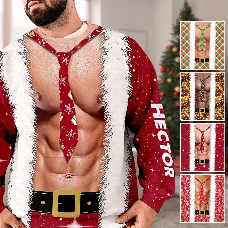 Hohoho I'm Your Santa - Personalized Couple Ugly Sweater