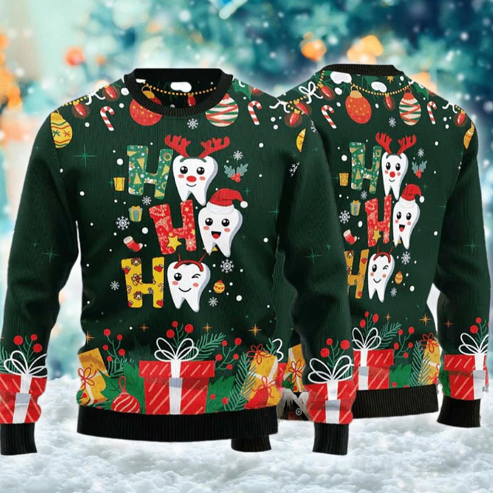 Hohoho Teeth Ugly Sweatshirt, Christmas Gift For Men Women Kid