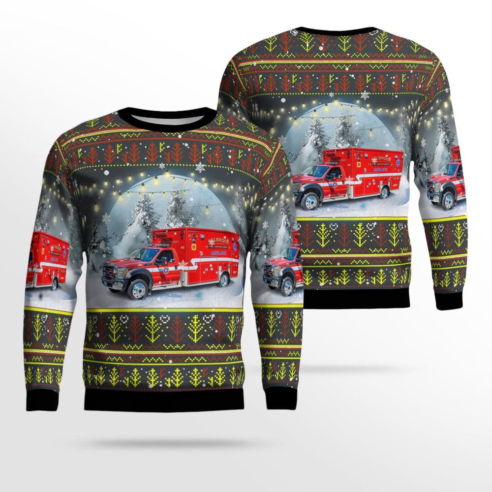 Holbrook Massachusetts Holbrook Fire Department AOP Ugly Sweater Xmas Unisex Sweater Christmas Gifts For Men Women