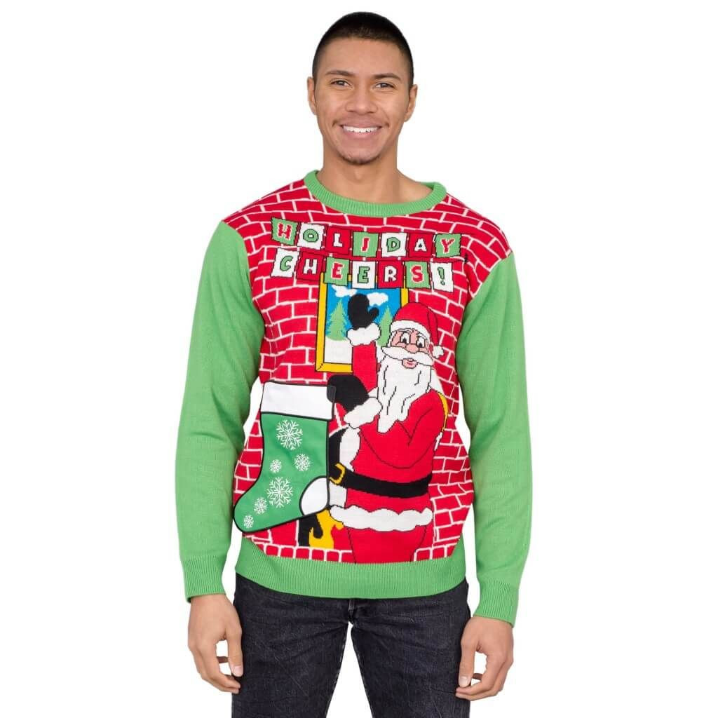 Holiday Cheers! Santa With Beer Holder Stocking For Unisex Ugly Christmas Sweater Adult 3D Funny Matching for family