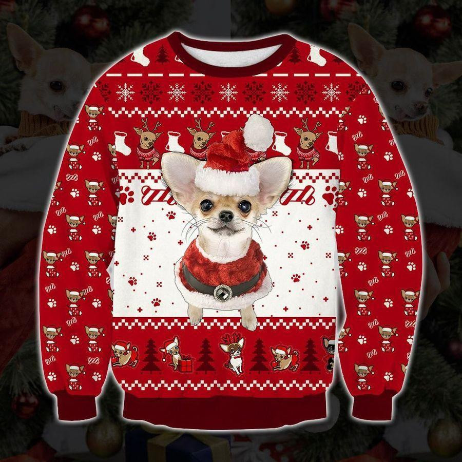 Holiday Chihuahua Ugly Christmas Sweater Adult 3D Funny Matching for family