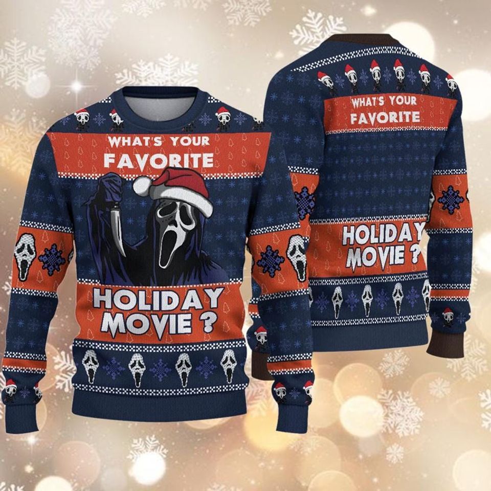 Holiday Scream Ugly Christmas Sweater, Santa Ghostface Ugly Sweatshirt