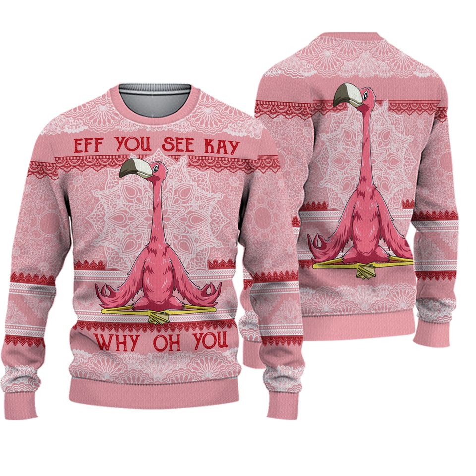 Holiday Sweater with Flamingo Design for Men and Women