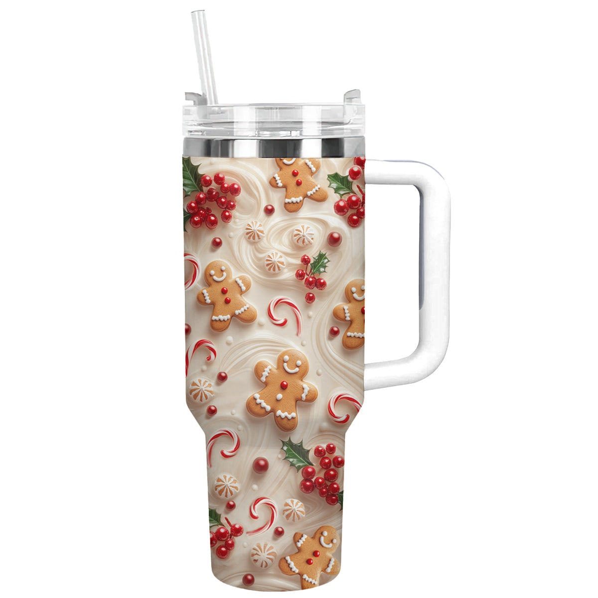 Holly Berry Gingerbread Christmas Custom Stanley Cup 40 oz 30 oz Tumbler With HandleTVC2301502