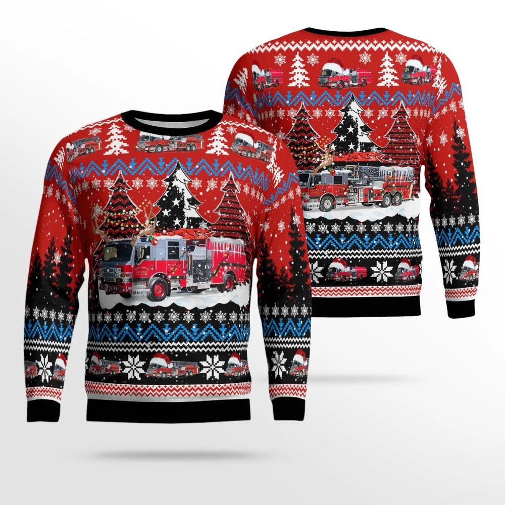 Hollywood Broward County Florida Hollywood Fire Rescue Christmas Ugly Sweater Xmas Unisex Sweater Christmas Gifts For Men Women