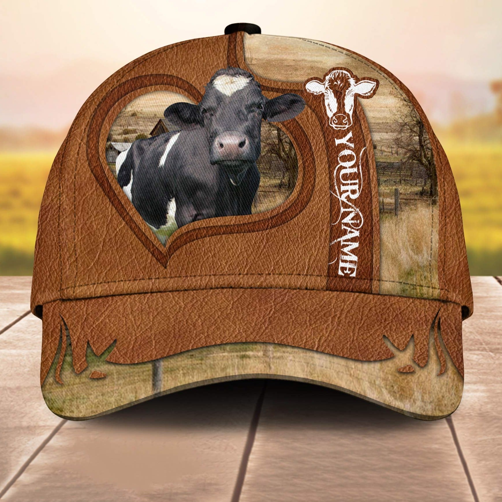 Holstein Custom Name Heart 3D Cap 3D All Over Print Baseball Cap, Cap For Farm Lovers, Animal Cap, Leather Pattern Cap Trucker Hats Custom Hats Gifts For Men & Women