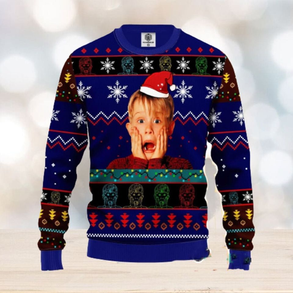 Home Al0ne Ugly Christmas Sweater, Blue Amazing Christmas Sweater