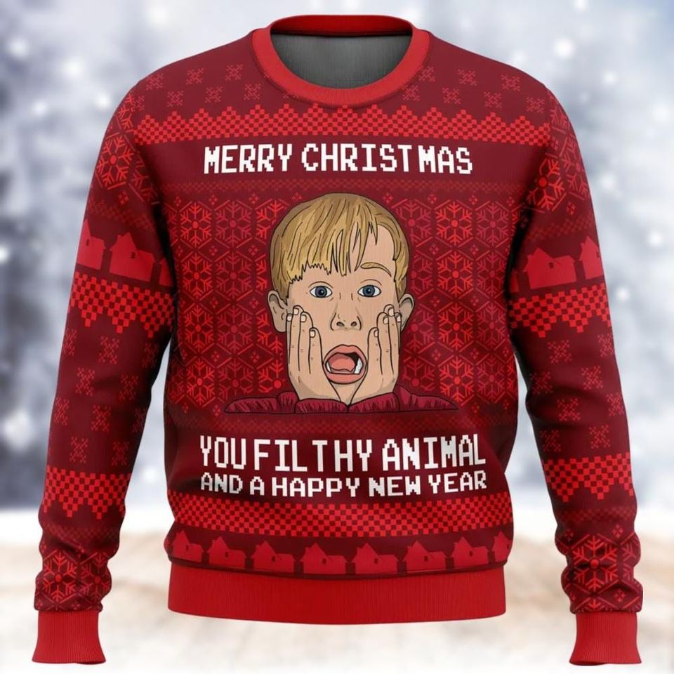 Home Alone Christmas Sweater, Merry Christmas Ya Filthy
