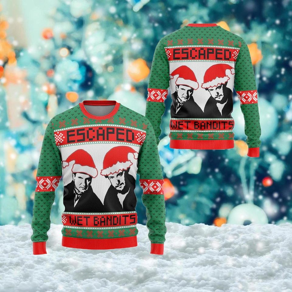 Home Alone Escaped Wet Bandits 3D Ugly Christmas Sweater, Home Alone Xmas