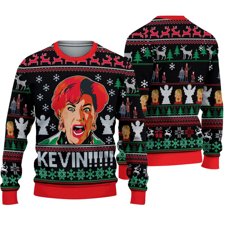 Home Alone Kevin 3D All-Over Knitting Pattern Ugly Christmas Sweater