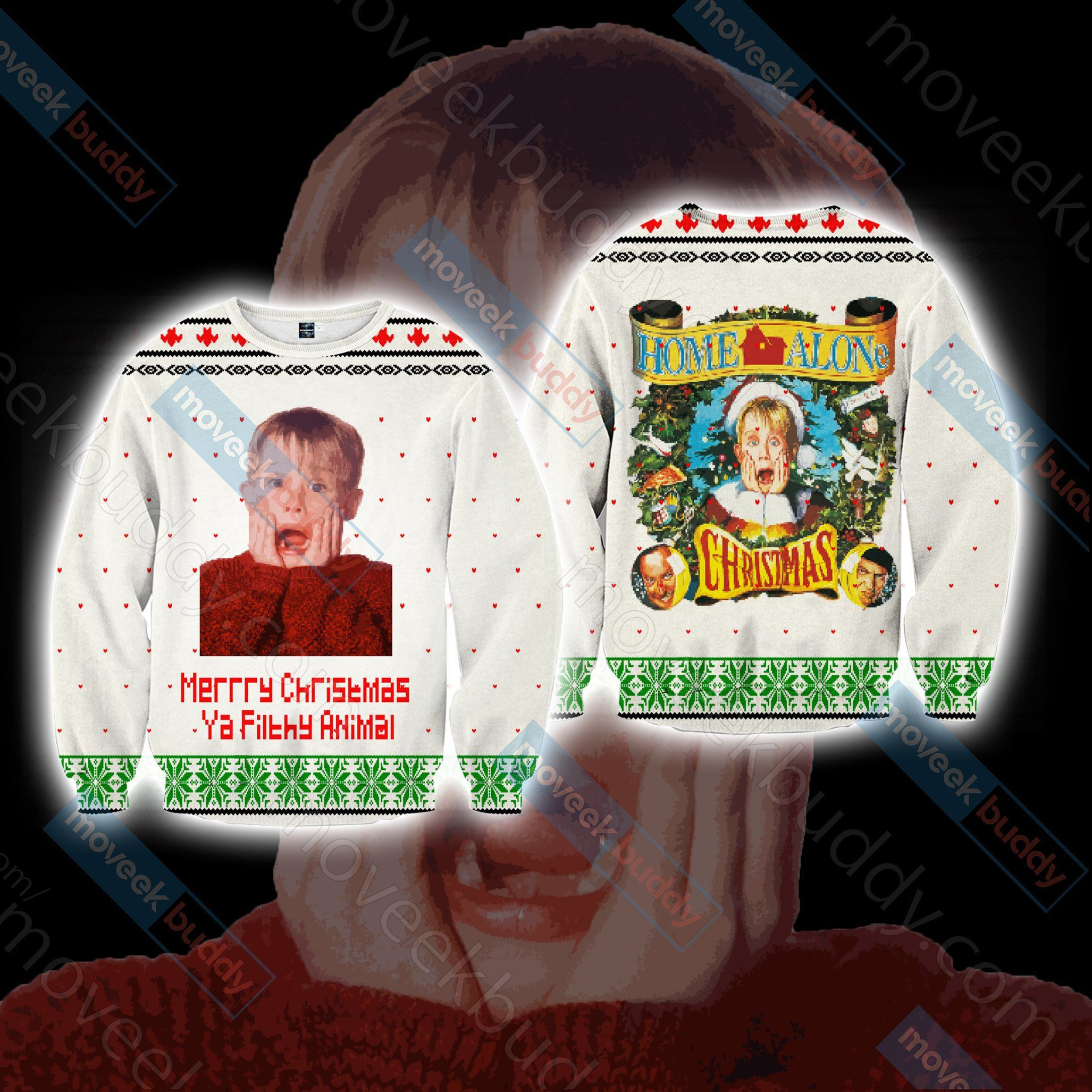 Home Alone Merrry Christmas Ugly Christmas Sweater Adult 3D Funny Matching for family