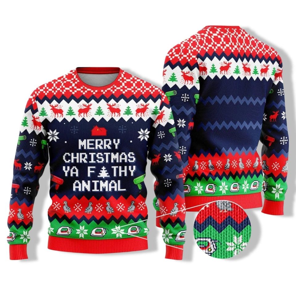 Home Alone Movie Family Christmas Sweater, McCallister Sweater, Ya Filthy Animal Sweater - Image 3