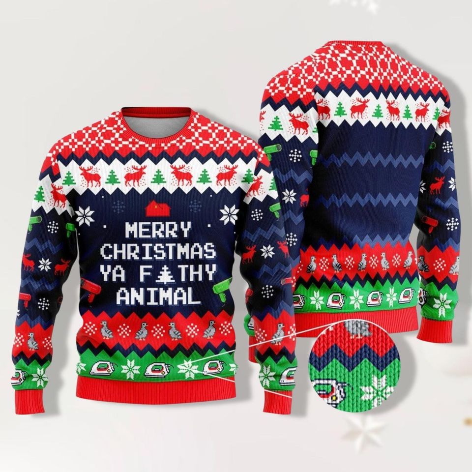 Home Alone Movie Family Christmas Sweater, McCallister Sweater, Ya Filthy Animal Sweater - Image 2