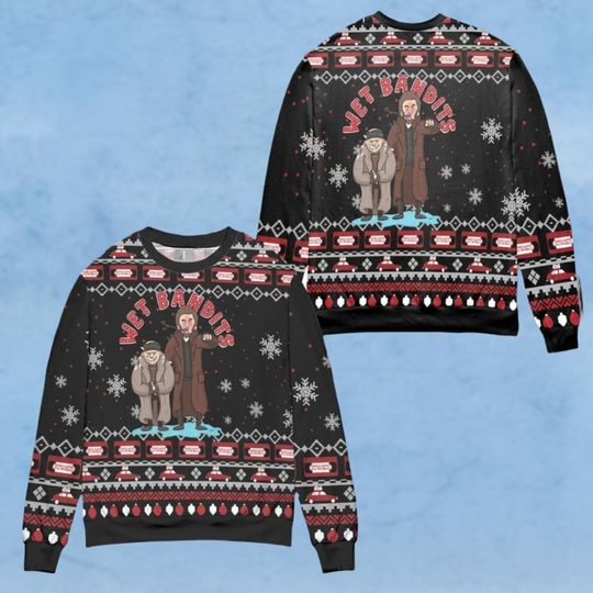 Home Alone Movie Sweater, Wet Bandits Home Alone Ugly Christmas Sweater - Image 7