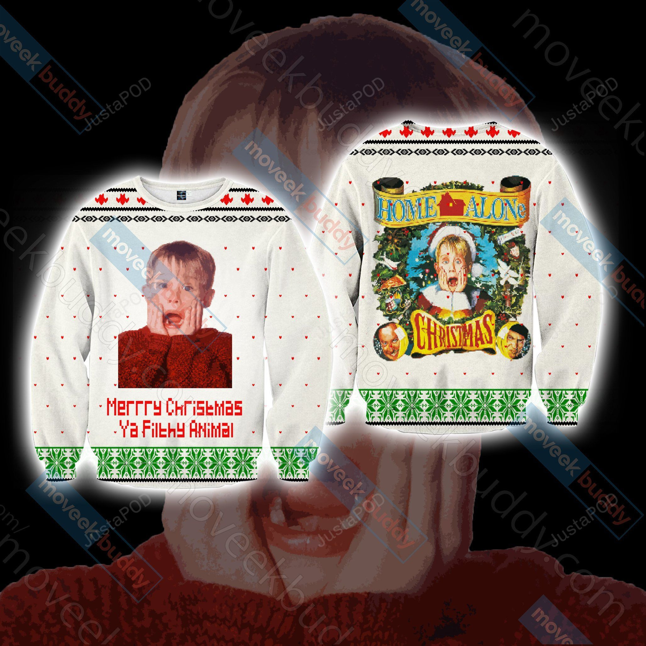 Home Alone Ugly Christmas Sweater Adult 3D Funny Matching for family
