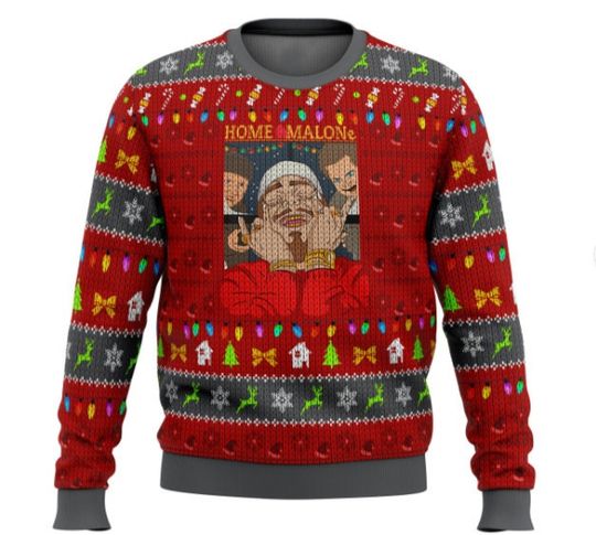 Home Malone Meme Ugly Christmas Sweater, Unisex Hoodie, All Over Printed Sweatshirt - Image 5