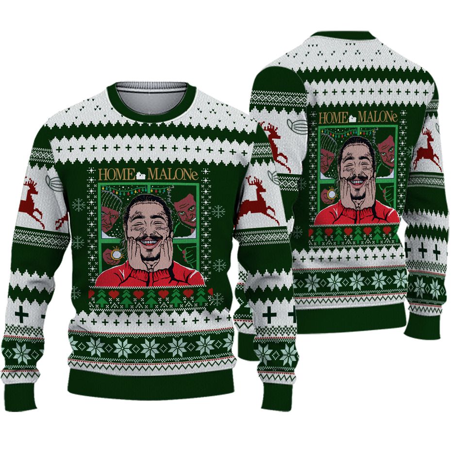 Home Malone Ugly Christmas Sweater - Knitted Design