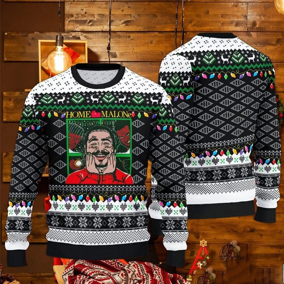 Home Malone Ugly Sweater, Home Alone Parody Celebrity Ugly Sweater
