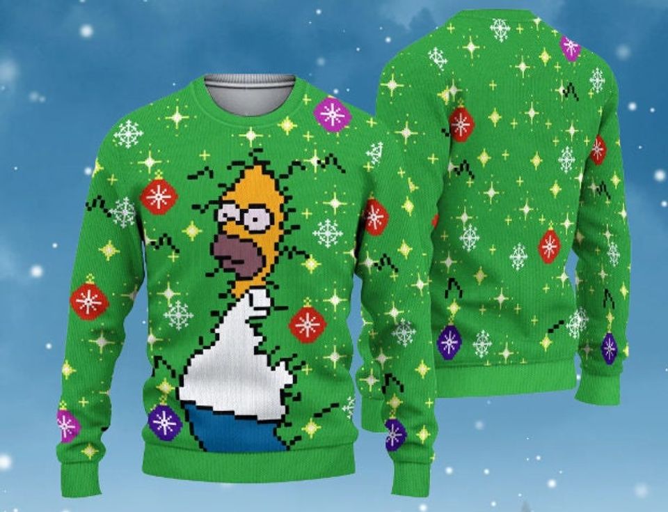 Homer Simpson Backs Into The Bushes Meme Ugly Christmas Sweater