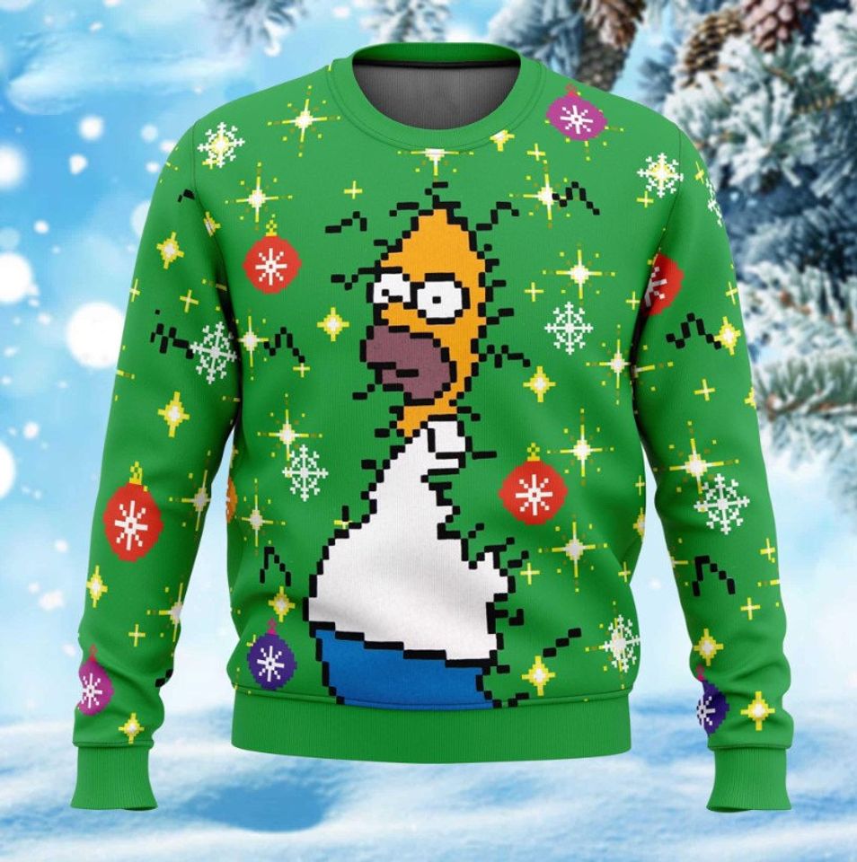 Homer Simpson Backs Into The Bushes Ugly Christmas Sweater