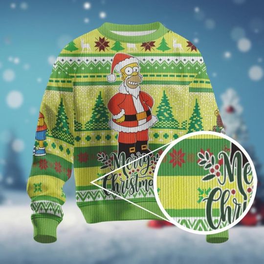 Homer Simpson Ugly Sweater, The Simpsons Christmas Sweater - Image 10