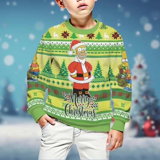 Homer Simpson Ugly Sweater, The Simpsons Christmas Sweater - Image 11