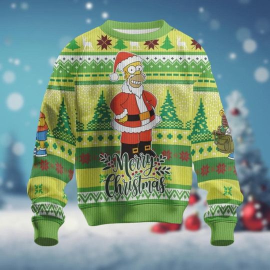 Homer Simpson Ugly Sweater, The Simpsons Christmas Sweater - Image 8