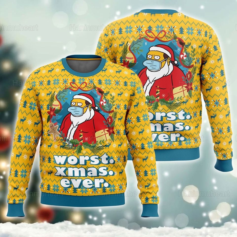 Homer Simpson Ugly Sweater, Worst Xmas Ever Sweater