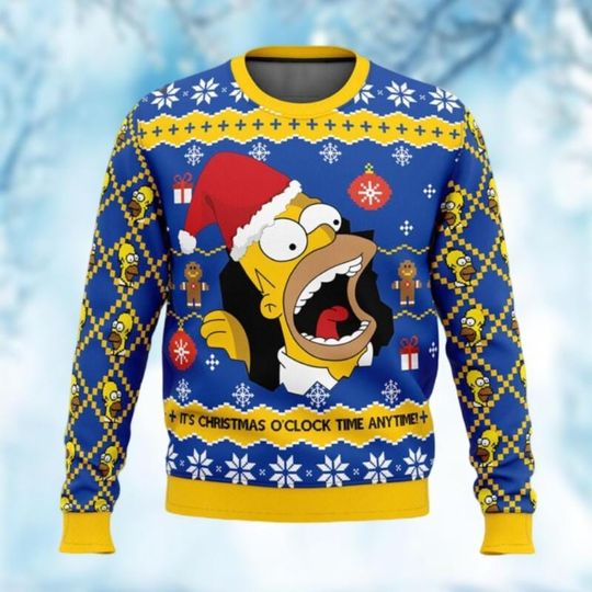 Homer Simpsons Ugly Sweater, The Simpson Family Sweater, The Simpsons Christmas Sweater - Image 6