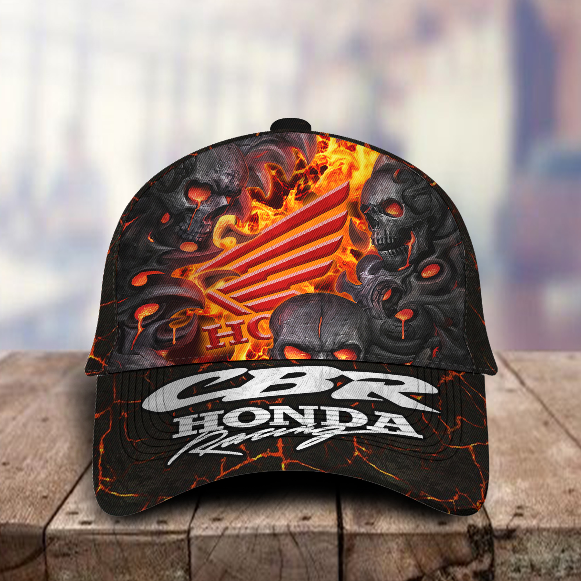 Honda CBR 3D Classic Cap Skull Fire Car Motor Brand Hats Trucker Hats Custom Hats Gifts For Men & Women