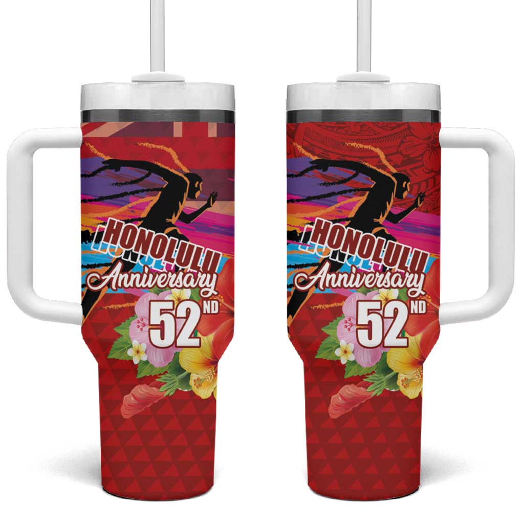 Honolulu Anniversary 52nd Running Marathon Competition Kakau Red Color Custom Stanley Cup 40 oz 30 oz Tumbler With HandleTVC2301361