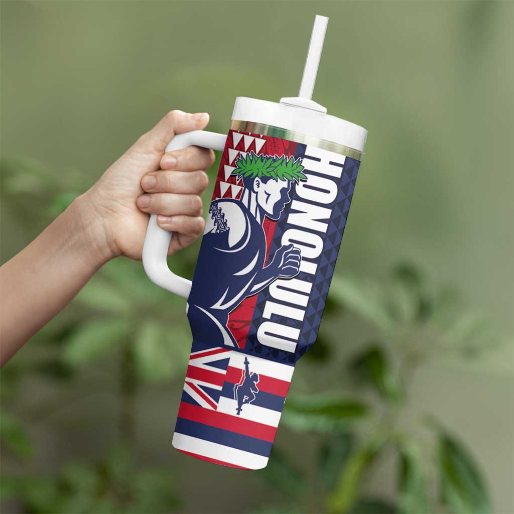 Honolulu Running 2024 Marathon Competition Hula Runner and Kakau Art Tattoo Custom Stanley Cup 40 oz 30 oz Tumbler With HandleTVC2301359 - Image 3
