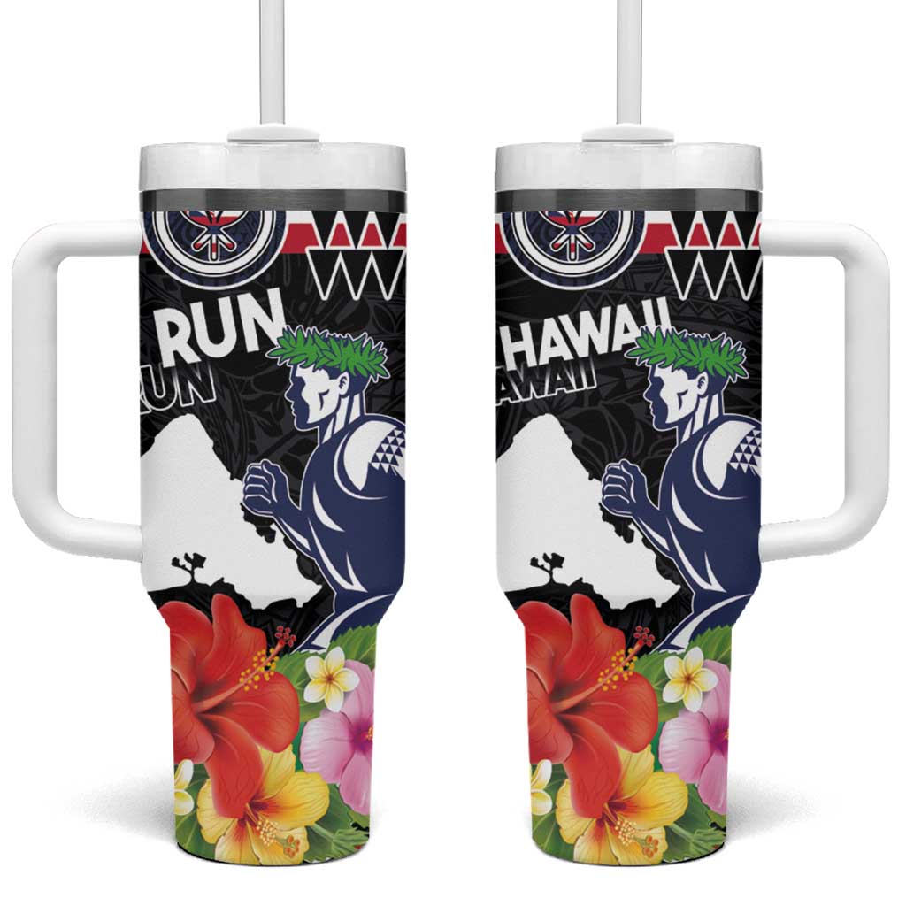 Honolulu Running Race Hawaii Marathon Kakau Art with Hibiscus and National Flag Custom Stanley Cup 40 oz 30 oz Tumbler With HandleTVC2301346