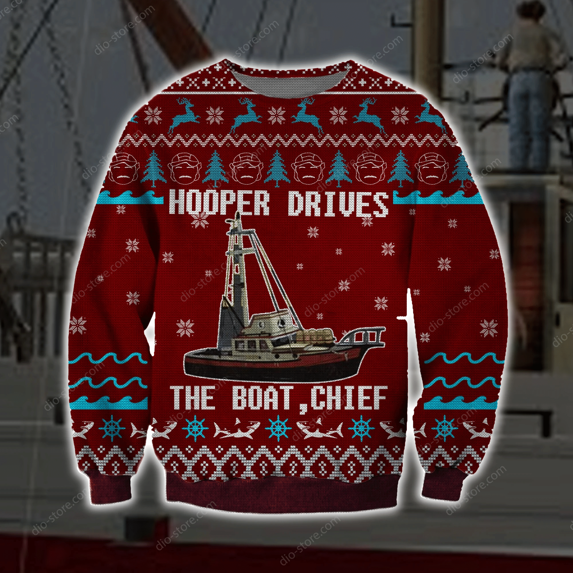 Hooper Drives Knitting Pattern 3D Print Ugly Christmas Sweater Adult 3D Funny Matching for family