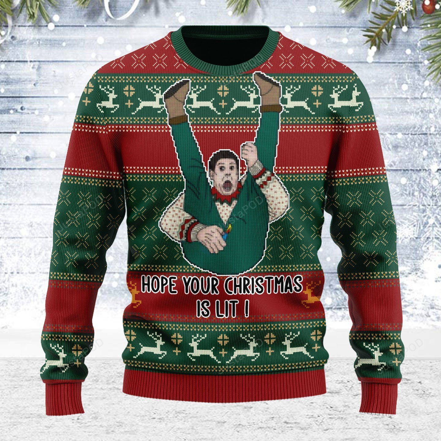 Hope Your Christmas Is Lit Ugly Christmas Sweater Adult 3D Funny Matching for family