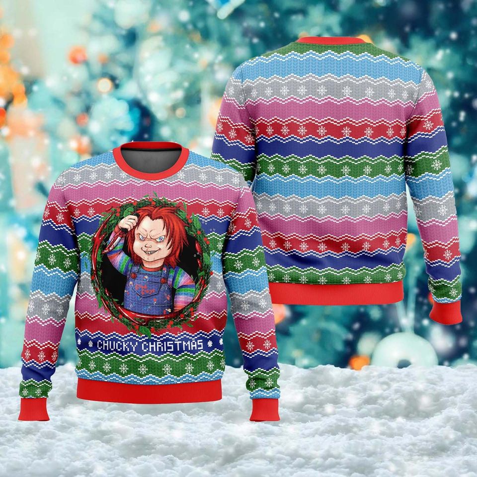 Horror Christmas Ugly Sweater, Killer Movie Halloween Shirt, Horror Character Xmas 3D Sweater