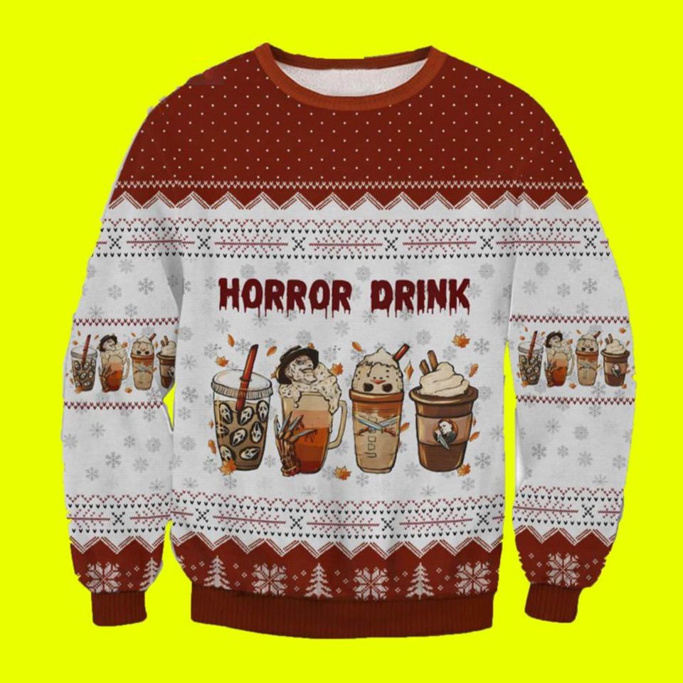 Horror Drink Xmas Ugly Christmas Sweater