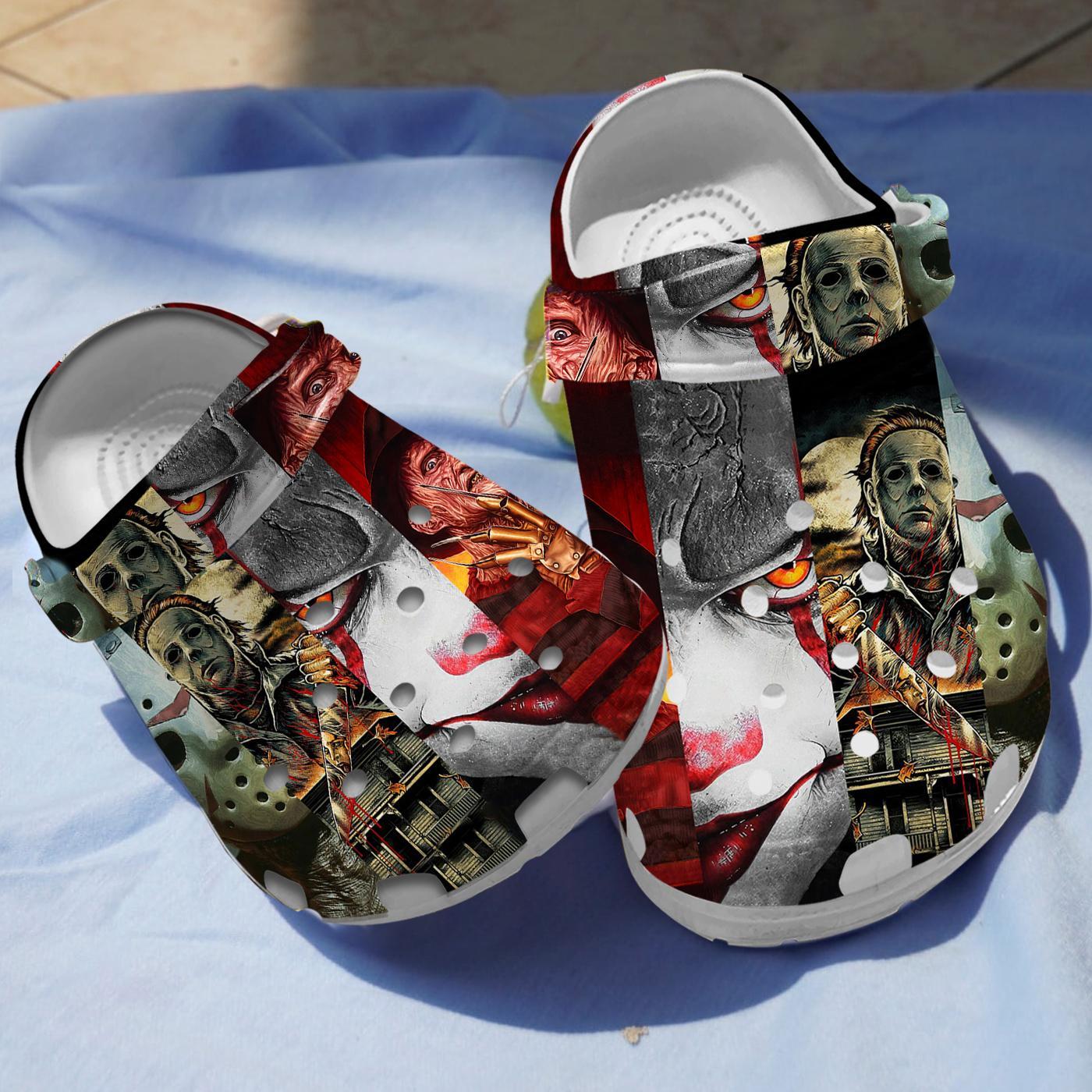 Horror Masks Movie Crocs Crocband Clogs Shoes Comfortable For Men Women and Kids