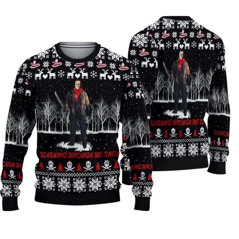 Horror Movies Character Ugly Christmas Sweater, Halloween Horror Face Xmas Sweatshirt