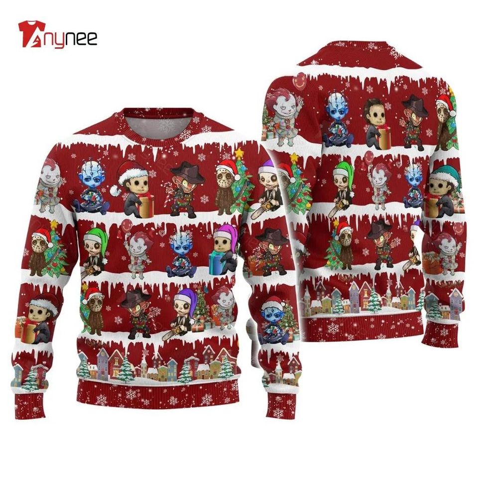 Horror Ugly Christmas Sweater Chibi Friends