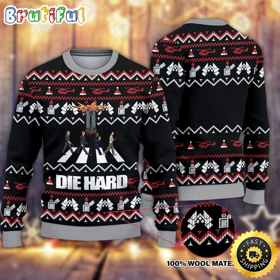 Horror Ugly Sweater Die Hard Aber Road Funny Halloween Christmas Gift