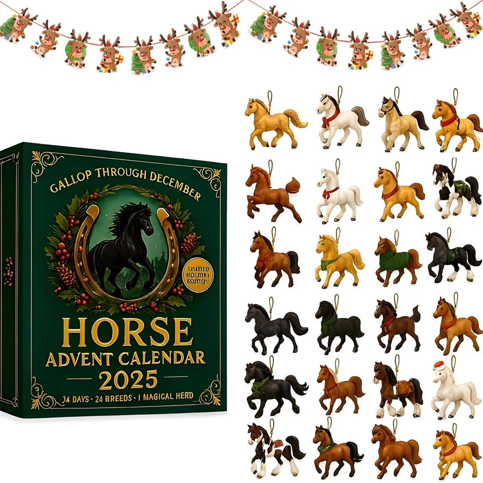 Horse Advent Calendar 2025, 24 Day Horse Figurines: Vintage Christmas Ornament Countdown