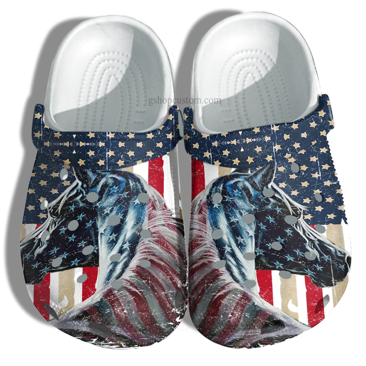 Horse America Usa Flag Shoes For Horse Girl - 4Th Of July Horse Shoes Croc Clogs Men Women