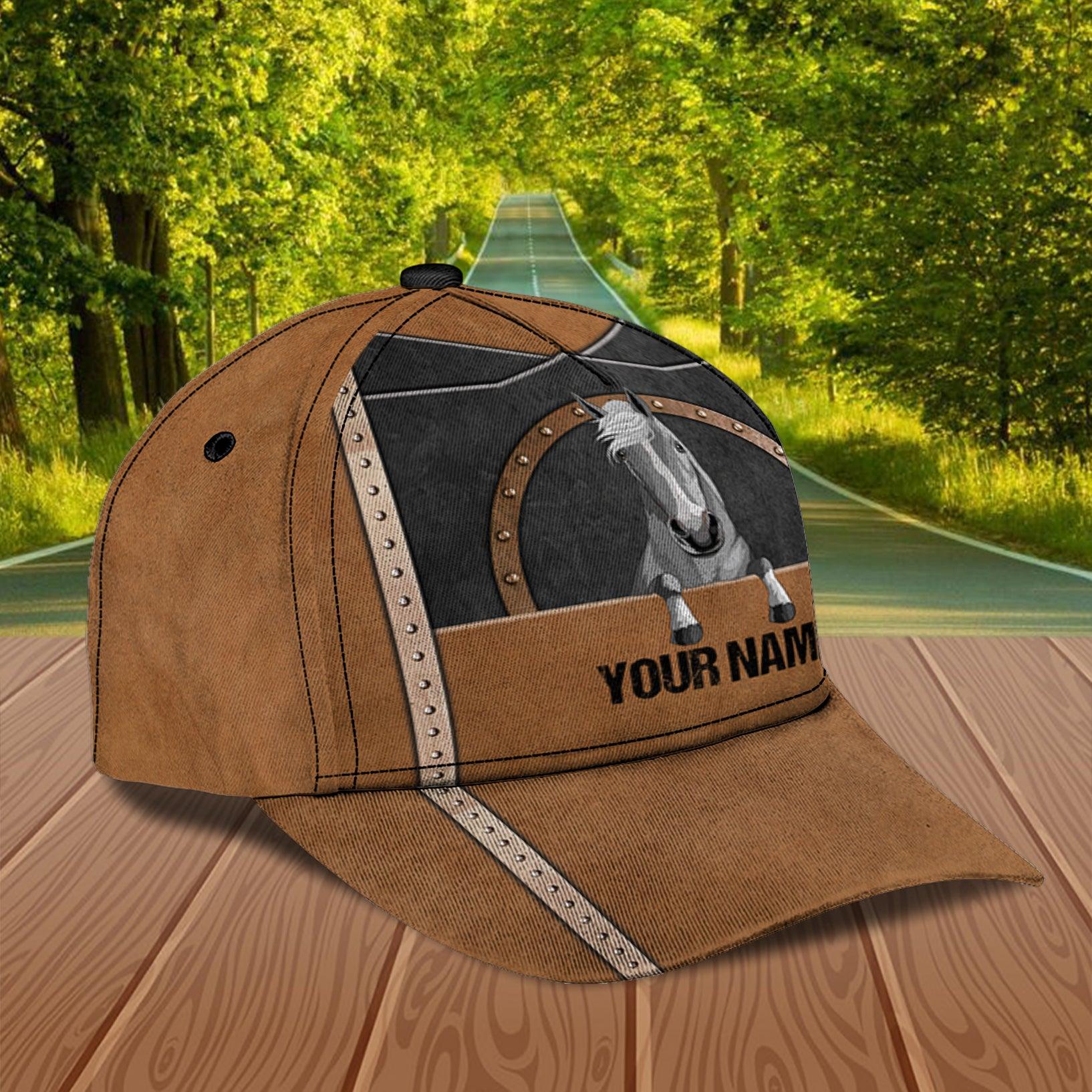 Horse Black & Brown Personalized Cap, Personalized Gift for Horse Lovers Trucker Hats Custom Hats Gifts For Men & Women
