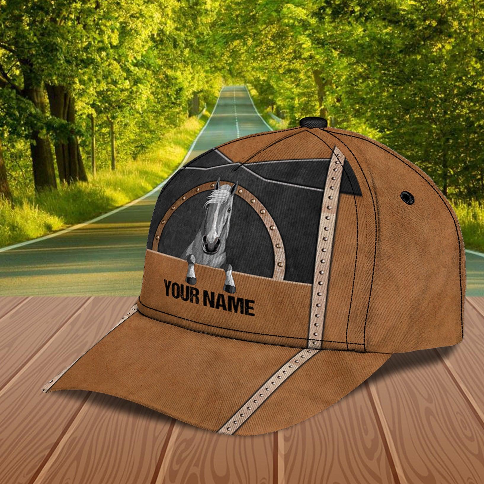 Horse Black & Brown Personalized Cap, Personalized Gift for Horse Lovers Trucker Hats Custom Hats Gifts For Men & Women