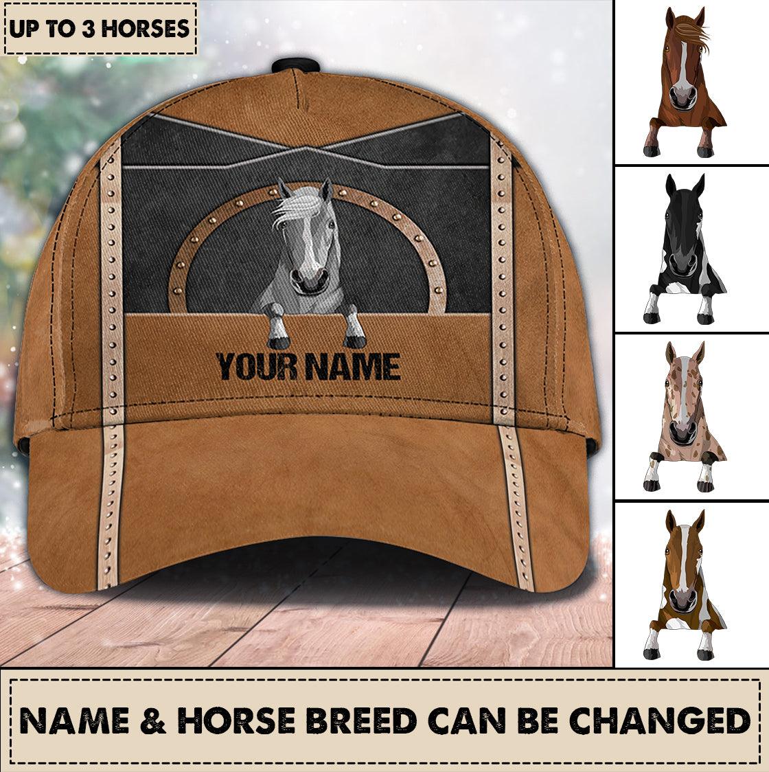 Horse Black & Brown Personalized Cap, Personalized Gift for Horse Lovers Trucker Hats Custom Hats Gifts For Men & Women